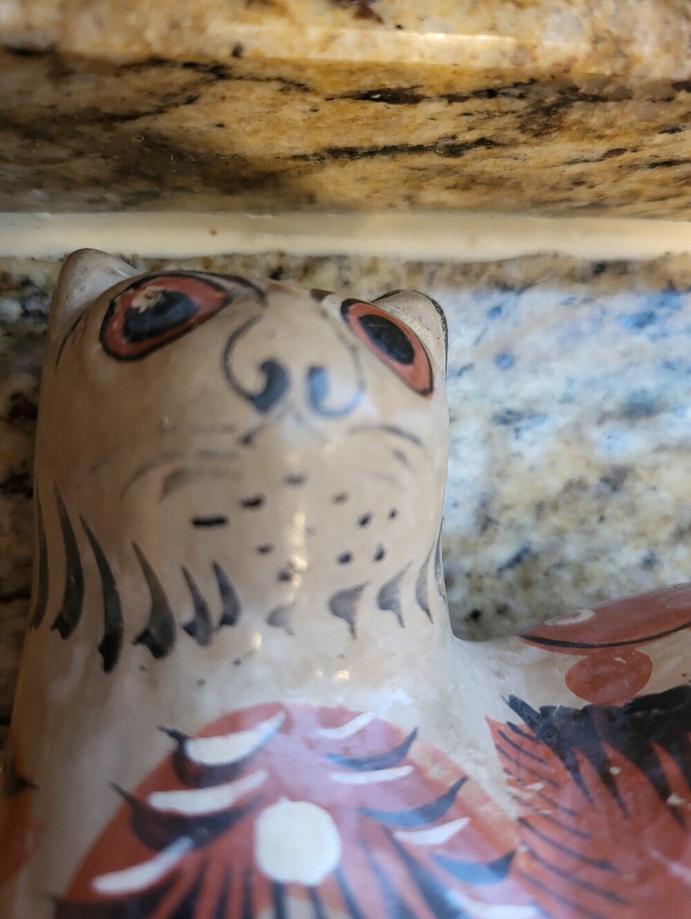 VTG. Tonala Hand-Painted 4.5x5 In Ceramic Cat Figurine in Terracotta and Black - Picture 10 of 10